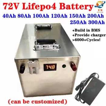 Аккумулятор lifepo4 на 72 в, 40 Ач, 80 Ач, 100 Ач, 120 Ач, 150 Ач, 200 ач, 250 Ач, 300 Ач для хранения солнечной энергии, гибридный автомобиль для дома на колесах