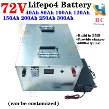 Аккумулятор lifepo4 на 72 в, 40 Ач, 80 Ач, 100 Ач, 120 Ач, 150 Ач, 200 ач, 250 Ач, 300 Ач для хранения солнечной энергии, гибридный автомобиль для дома на колесах