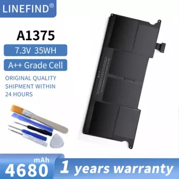 Аккумулятор LINEFIND A1375 для ноутбука Apple MacBook Air, 11 дюймов, A1370, MC506, MC505, MC506LL/A, MC505LL/A, 202-6920-A, 2010 в, 35 Вт/ч, 7,3 год