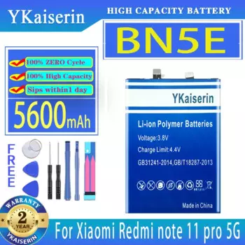 Аккумулятор ykaisin BN5E 5600 мАч для Xiaomi Redmi Note 11 Pro 5G/POCO X4 pro