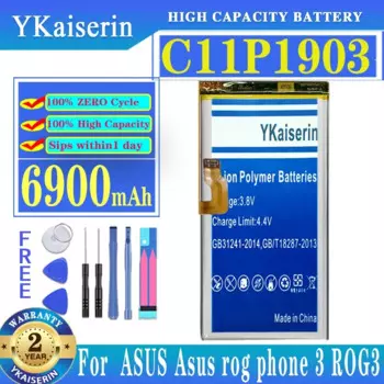 Аккумулятор ykaisсеребрин высокой емкости C11P1903 6900 мАч для ASUS Asus Rog Phone 3 ROG 3 Замена + трек-код