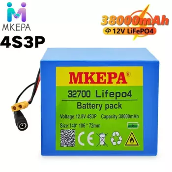 Аккумуляторная батарея 32700 Lifepo4 4S3P 12,8 В 38000 мАч 4S 40A 100A сбалансированная система управления аккумулятором для электролодки и бесперебойного питания 12 В