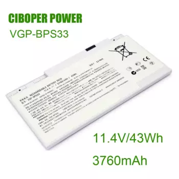 Аккумуляторная батарея для ноутбука CP, 11,4 в/43 Вт-ч/3760 мА · ч для VAIO VGP-BPS33 T14 T15 BPS33 SVT1511M1E SVT14126CXS Series Notebook