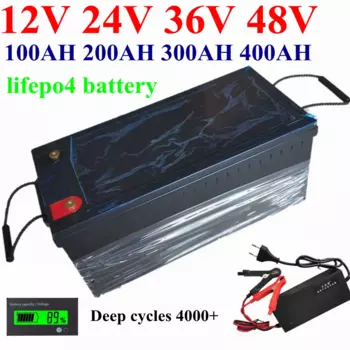 Аккумуляторная батарея Lifepo4 12 В 2400 а/ч 36 в а/ч 24 в а/ч 48 в а/ч с BMS для инверторной рыболовной лодки Вт + зарядное устройство