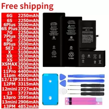 Аккумуляторная батарея высокой емкости для Apple Iphone XR X Xs 11 12 13 Pro Max Mini SE2, батарея для Iphone 6, 6s, 7, 8, 8plus