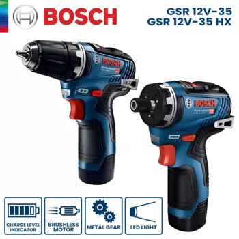 Аккумуляторная отвертка Bosch GSR 12V-35 HX, многофункциональная перезаряжаемая электрическая дрель, бесщеточная отвертка, домашний вращающийся электроинструмент