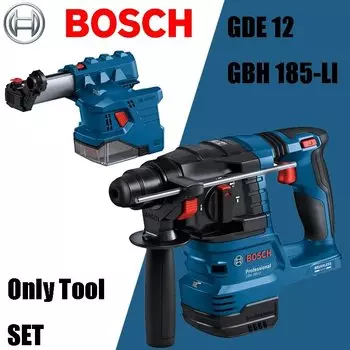 Бесщеточный вращающийся Перфоратор BOSCH GBH 185-LI, ударная дрель с двигателем GDE 12, аксессуары для пылесоса, электроинструменты