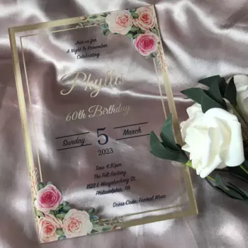 Акриловое приглашение Quinceanera, 10 шт., индивидуальное приглашение на день рождения 60-го числа, прозрачное ретимиантовое искусственное приглашение для украшения