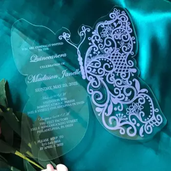 Акриловое приглашение Quinceanera, акриловое приглашение на день рождения, сладкое 16, приглашение Sweet Sixteen, на заказ, 10 шт.