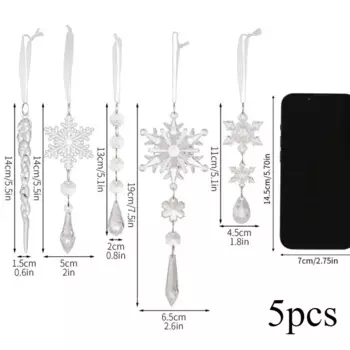 Акриловые снежинки для елки, 5/10 шт.