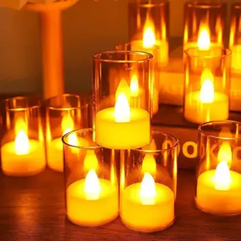 Акриловые светодиодные свечи OEING, теплый белый свет, 12 шт.