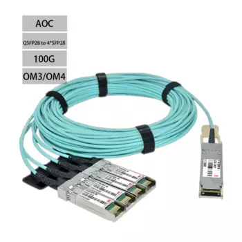 Активный оптоволоконный кабель AOC OM4 100G QSFP28 до 4x25G SFP28