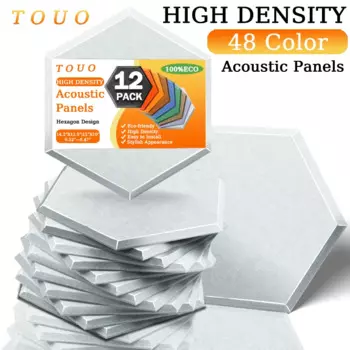 Акустическая панель TOUO 12 шт., студийная Звукопоглощающая Панель высокой плотности, шестигранный материал для спальни