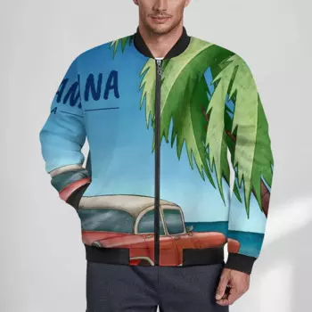 Акварель Куба с пальмами, повседневные куртки, ветрозащитные ветровки, мужские пальто с рисунком, осенняя уличная одежда, верхняя одежда, куртка