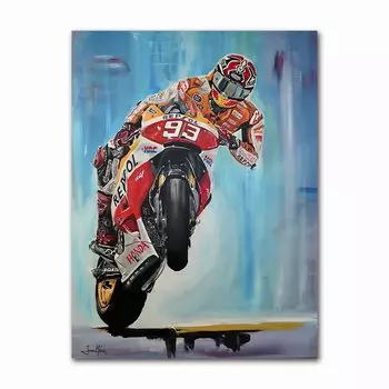Акварельный мотоцикл Racer Valentino Rossi Poster DHRM