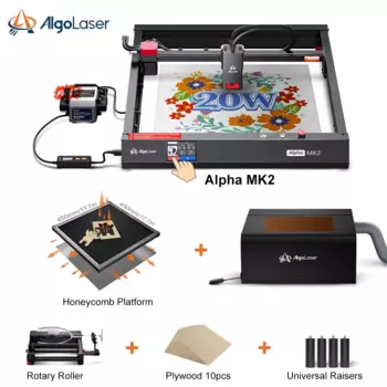 AlgoLaser Alpha MK2 лазерный гравер с ЧПУ, резак Air Aissit, мощный настольный металлический принтер 20 Вт, деревообрабатывающий гравировальный станок для резки