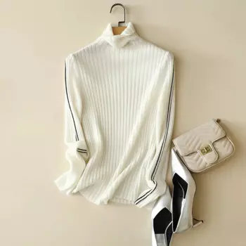 Aliaga 100% кашемировые зимние трикотажные свитера в рубчик Женский мягкий теплый джемпер с длинным рукавом для женщин