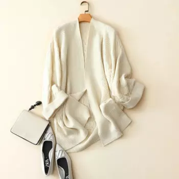 Aliaga 100% кашемировый кардиган с поясом Женская модная зимняя плотная верхняя одежда Высококачественная вязаная Повседневная куртка с v-образным вырезом