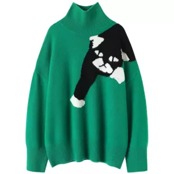 Aliaga Europe модный зимний жаккардовый свитер из 100% кашемира большого размера, трикотаж, женский свободный джемпер с заниженными плечами