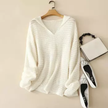 Aliaga Европа Новый ажурный дизайн вязаный 100% кашемировый свитер с капюшоном