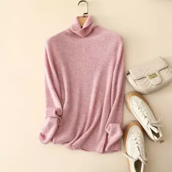 Aliaga осень-зима 100% чистый кашемир ребристый вязаный бесшовный свитер с высоким воротником