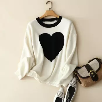 Aliaga осень-зима новые стили 100% чистый кашемир сердечки свитера для женщин оверсайз Дамский свободный Джемпер шикарный мягкий трикотаж