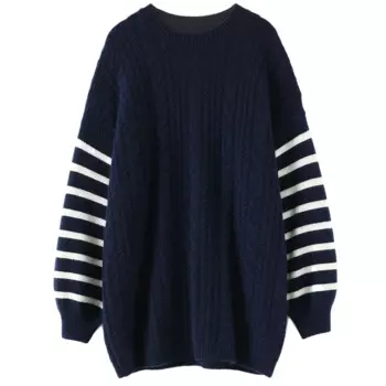 Aliaga Зимний новый толстый вязаный 100% кашемировый полосатый свитер с длинным рукавом женский плотный теплый длинный джемпер оверсайз