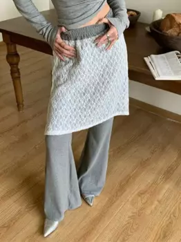 Alien Kitty 2024 весенние расклешенные брюки, женское тонкое кружевное платье, Офисная новинка, женские свободные облегающие повседневные брюки с высокой талией