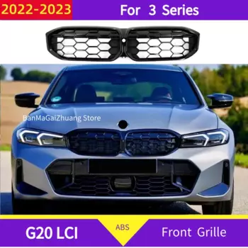Алмазная решетка радиатора переднего бампера для BMW 3 серии G20 LCI 2022-2023 320i 325i 330i ABS передний гриль глянцевый черный M340 стиль
