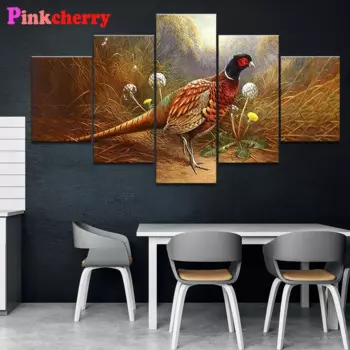 Алмазная живопись, 5 панелей, искусство, фазан, пейзаж, 5D «сделай сам», полная вышивка, мозаика, вышивка крестиком, Настенный декор