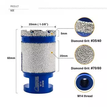 Алмазные буровые долота shdiatool1 шт., насадки для полировки, мрамора, гранита, керамики, М14, Dia20/25/35 мм