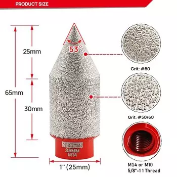 Алмазные фрезы DT-DIATOOL для керамики 20/25/35/50 мм
