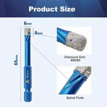 Алмазные сверла BRSCHNITT для камня 6/8/10/12/14 мм