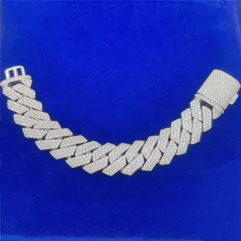 Алмазный тестер 20 мм 3 тона камни позолота Vvs Муассанит бриллиант кубинский браслет на ногу браслет S925