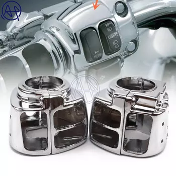 Алюминиевая левая и правая кнопка переключения на руль мотоцикла, хромированный корпус, крышка для Harley Sportster Dyna Softail, v-образная штанга, 1996-12