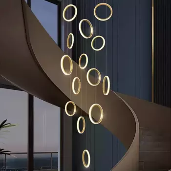 Алюминиевые люстры, современные дуплексные потолочные люстры в стиле лофт, освещение для гостиной, дизайн подвески, светодиодный подвесной светильник для лестницы