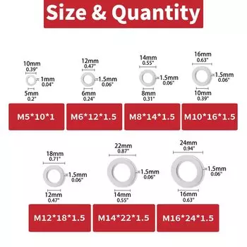 100/50/30 шт. алюминиевая плоская шайба M5 M6 M8 M10 M12 M14 M16 кольцевая прокладка кольца уплотнение простая прокладка шайбы крепеж