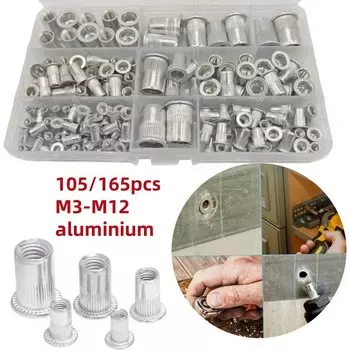 Алюминиевые заклепочные гайки M3-M12, 105/165 шт.