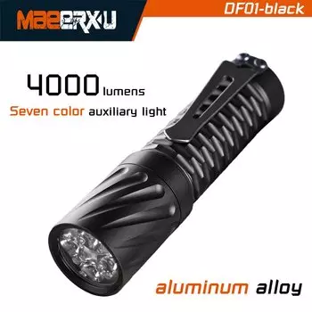 Алюминиевый компактный фонарик Maeerxu DF01 18650, литий-ионный, 4000 люмен, супер яркий аварийный фонарик для рыбалки и велосипеда