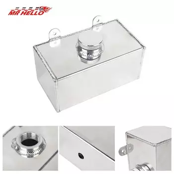 Алюминиевый сплав, 2 л, зеркальная полированная бутылка для омывателя ветрового стекла, интеркулер, распылительный бак, серебристый