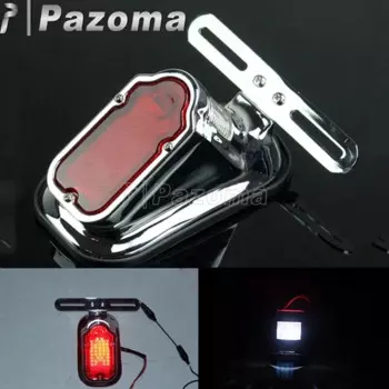 Алюминиевый задний стоп-сигнал, хромированные красные линзы, задний фонарь для мотоцикла Chopper Bobber Cafe Racer Cruiser, индивидуальный задний фонарь в стиле ретро