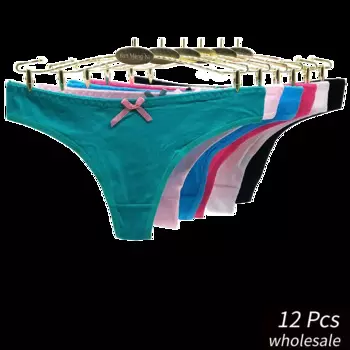 Alyowangyina, 12 шт./партия, оптовая продажа, женские трусики, Однотонные трусы, нижнее белье из чистого мягкого хлопка, Трусы #87295