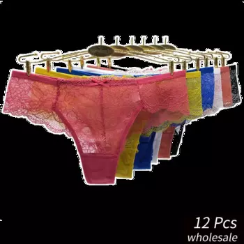 Alyowangyina, 12 шт./партия, оптовая продажа, женские трусики, прозрачные кружевные сексуальные мягкие хлопковые трусы, трусы с принтом #89419