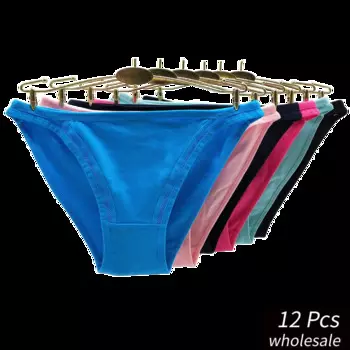 Alyowangyina, 12 шт./партия, оптовая продажа, женские трусики, одноцветные трусы, Мягкое хлопковое нижнее белье, трусы #89452