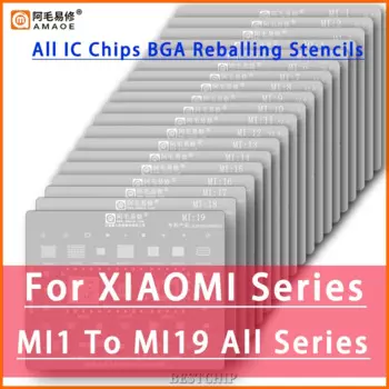 AMAOE MI 1-19 BGA трафарет для реболлинга, шаблон для XIAOMI 14 13 12 REDMI, универсальный 0,12 мм, шаблон из оловянной стальной сетки для посадки процессора