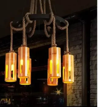 Американская деревня маджонг бамбуковая плитка железный подвесной светильник для кафе s бамбуковый промышленный ретро ресторан светильник бар 3/6/8 головы LU724206