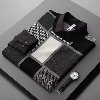 Американская и европейская тенденция искусственный свитер из двух частей мужской зимний толстый вязаный пуловер с воротником-рубашкой высокого качества