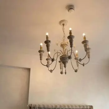 Американская промышленная Деревянная люстра, декоративное освещение для кабинета, фойе, гостиной, церковной лестницы, подвесной светодиодный светильник E14