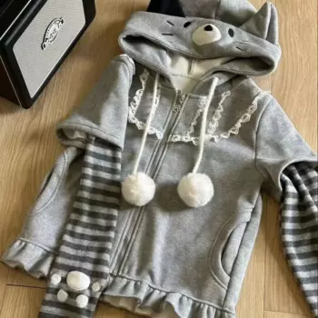 Американская толстовка с капюшоном женская ретро тонкая модная сращивание повседневная темпераментная милая свободная куртка на молнии с капюшоном женская