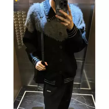 Американский уличный лоскутный свитер с лацканами, мужская куртка, модная куртка